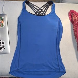 Blue LuluLemon tank with built in bra size 8